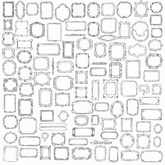 Collection of hand drawn decorative frames and borders