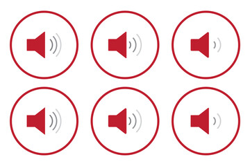 Volume level icons set. Three black speaker symbols showing increasing sound waves, representing low, medium, and high audio levels on a white background.