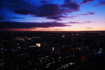 Golden Dawn over Perth Cityscape in Perth, Australia - オーストラリア パース 朝の街並み