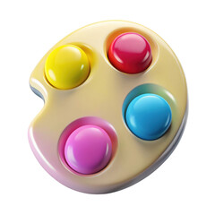 Brightly colored push pop fidget toy rendering featuring pink red yellow and blue bubbles 3d illustration isolated on transparent background