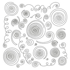 Fototapeta premium A captivating assortment of hand-drawn spiral and swirling line art elements, perfect for adding abstract decorative accents and dynamic flair to projects.