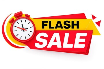Bright red and yellow flash sale banner with a clock icon indicating limited time offer