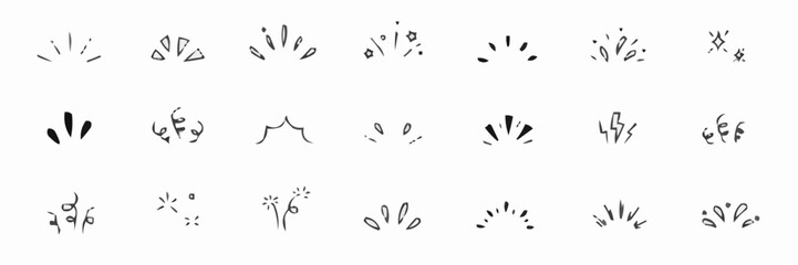 Obraz premium Collection of hand drawn burst and sparkle elements for design