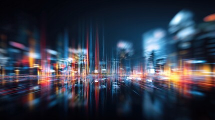 Fototapeta premium Dynamic Nighttime Cityscape with Light Trails for Digital Media and Advertising