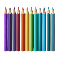 Assorted Colored Pencils on Transparent Background for Design