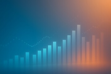 Abstract glowing data charts blended into background, concept of corporate analytics and business strategy.