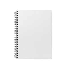 A blank, white, spiral-bound notebook is displayed against a white background, ready for writing or drawing.
