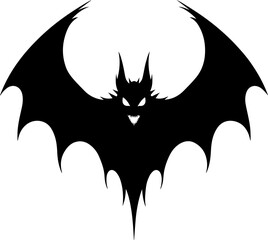 Spooky Flying Vampire Bat with Fangs Silhouette
