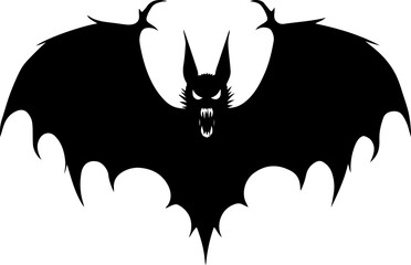 Spooky Flying Vampire Bat with Fangs Silhouette