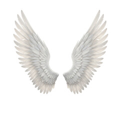 Obraz premium Pair of white angel wings isolated on transparent background, a symbol of innocence, purity, and spirituality, often associated with divine beings