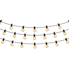 Naklejka premium String of warm glowing fairy lights isolated on transparent background, perfect for adding a touch of magic to any project or design