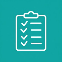 Checklist icon on a clipboard with checkmarks and lines