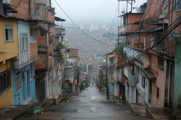 Steep urban street in a densely populated city area
