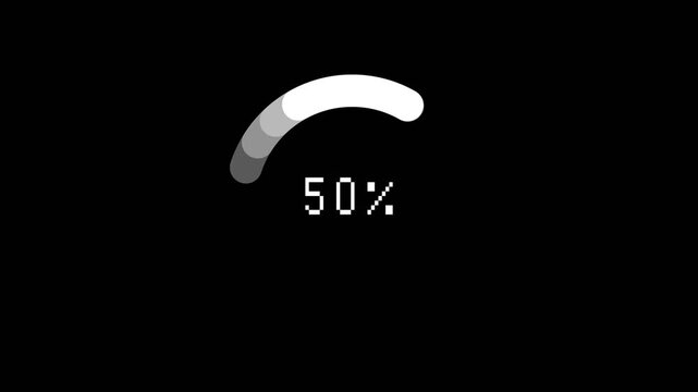 Loading Data HUD A minimal circular loading progress bar at 50%, displayed in grayscale shades above the percentage text on a black background.
