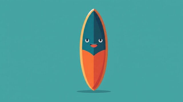 Cartoon surfboard on turquoise background graphic design vector illustration