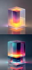 Fototapeta premium Colorful Geometric Light Reflection with Glossy Transparent Structure