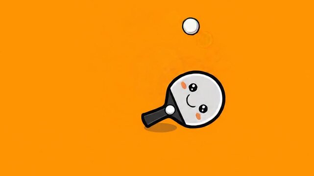 Animated table tennis game with playful elements on orange background