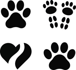 Animal Paw Print & Footprint Icon Set  Vector Pet Icons for AI Design
