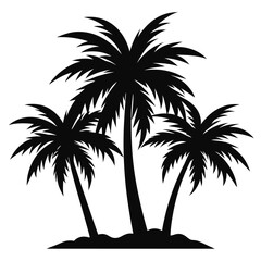 Obraz premium Silhouette of three palm trees on a white background