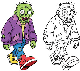Cartoon Zombie Walking - Spooky Undead Character Illustration for Halloween and Horror Designs
