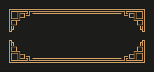 Vector art of elegant art deco frame with geometric pattern on a dark background