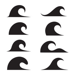 Obraz premium Collection of Stylized Black Wave Icons