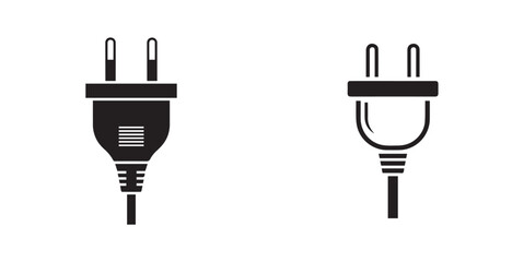 Obraz premium Black and White Electrical Power Plug Icons Set