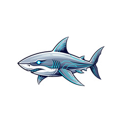 Obraz premium Sleek futuristic shark with glowing blue accents for modern designs, perfect for tech, gaming, or cutting-edge brand visuals with a powerful ocean predator vibe