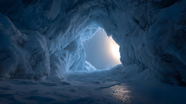 Ice cave entrance with light - Powered by Adobe