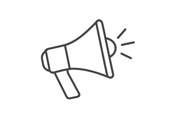 Vector thin line megaphone icon for news, advertising, and communication. Loudspeaker symbol for business presentations, marketing, protests, or sound. Flat simple illustration.