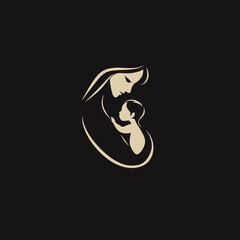 Obraz premium A stylized illustration depicting a mother tenderly holding her infant child close.