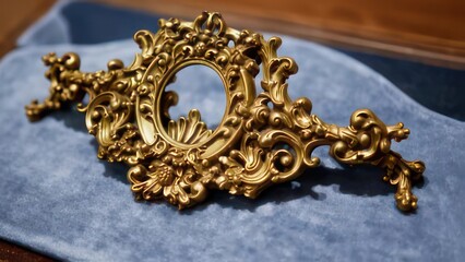 Antique Golden Ornate Rococo Style Decorative Frame Element.