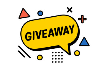 Giveaway vector banner speech bubble. Trendy geometric design for promotion and contest. Free prize winner announcement for social media marketing. Modern abstract illustration.