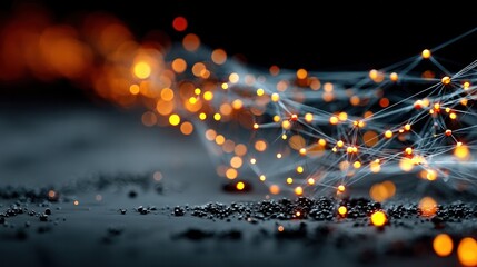 Abstract Technological Landscape: A captivating image depicts a network of interconnected glowing nodes, representing the intricate web of data and connections. The scene is alive with light, color.