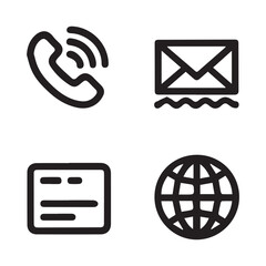 Professional Contact Icons – Phone, Email, Address, Website Symbols,Business card Symbol
