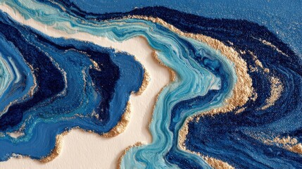 Oceanic Impression: A mesmerizing close-up view of a fluid acrylic painting that replicates the dynamic textures and color transitions found in oceanic landscapes.