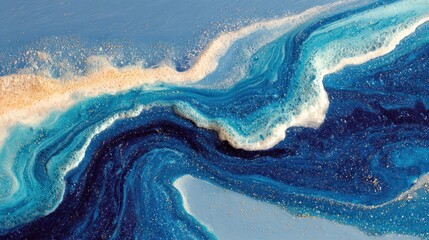 Oceanic Rhapsody: An evocative abstract depiction of ocean waves and textures, showcasing the mesmerizing dance of water, color, and form.