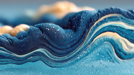 Ethereal Oceanic Layers: A mesmerizing artistic rendering of undulating, textured oceanic layers in gradients of blues and hints of gold, capturing the dynamic flow and tranquil beauty of the sea.