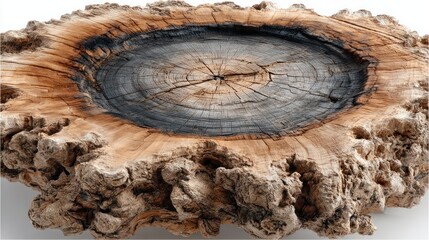 Ancient Wood Cross-Section: A close-up view showcases the intricate details of a tree's cross-section, revealing its age through rings and a captivating pattern.