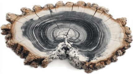 Cross-section of wood: revealing a unique view of a wooden cross-section, showcasing its intricate patterns, textures, and colors. A glimpse into the heart of a tree