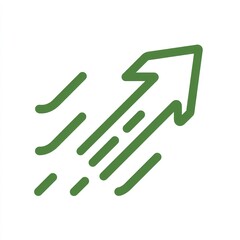 Obraz premium Green upward arrow with motion lines indicating speed or progress