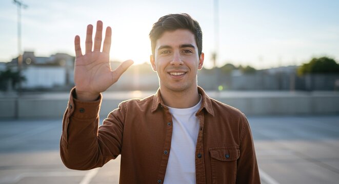 Close of person raising hand symbolizing acceptance, volunteerism, and faith approval