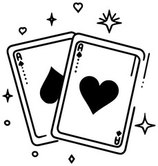 Two aces with hearts and spades