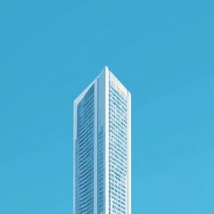 A stunning minimalist skyscraper piercing the blue sky, showcasing modern architectural elegance and simplicity.