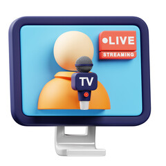 3d icon live streaming on monitor screen