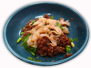 Koi is a traditional Isan (Northeastern Thai) salad made with raw meat or fish mixed with herbs, lime, and spices.