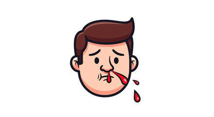 Fototapeta premium Cartoon Illustration of a Person Experiencing a Nosebleed Representing Sickness or Allergy