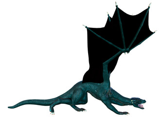 3D Rendering Fairy Tale Dragon on White