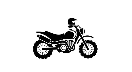 Obraz premium Vector illustration of a classic motorcycle with helmet icon on white background