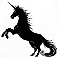 Majestic unicorn silhouette rearing up powerfully, a symbol of fantasy and strength, perfect for inspiring designs or adding a touch of magic to your project